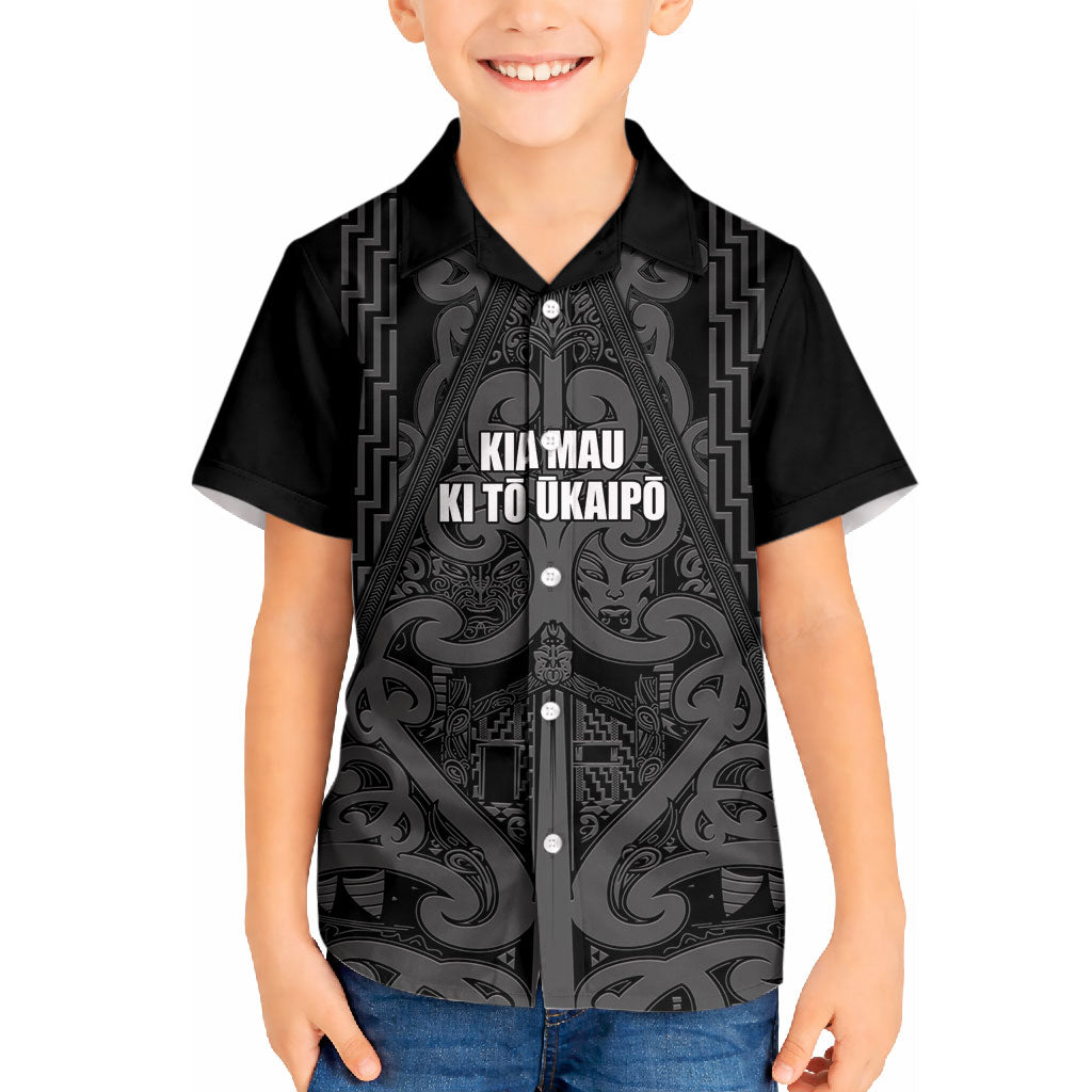 Maori Language Week Personalised Kid Hawaiian Shirt Kia Mau Ki To Ukaipo Grey Color