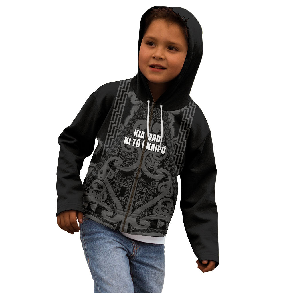 Maori Language Week Personalised Kid Hoodie Kia Mau Ki To Ukaipo Grey Color