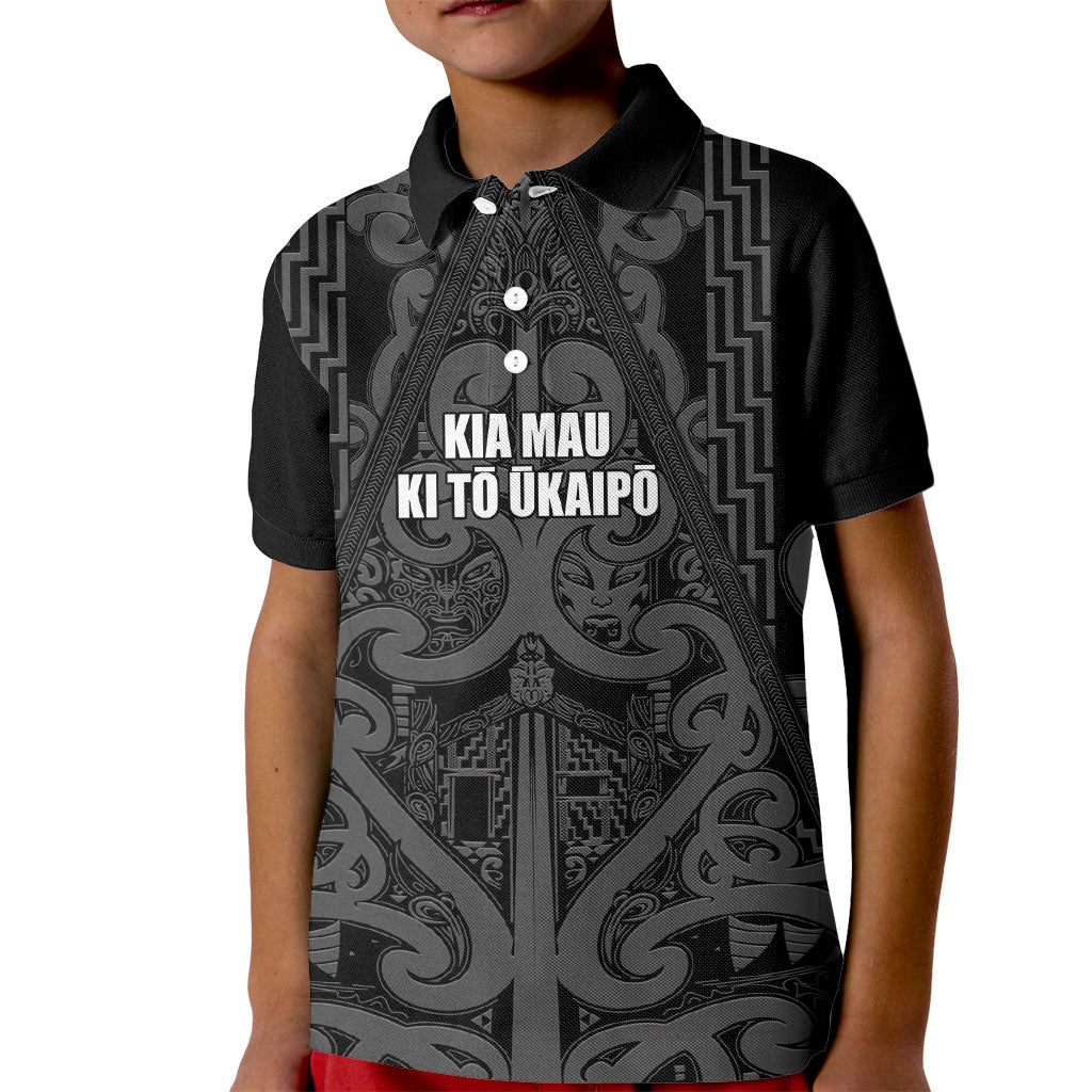 Maori Language Week Personalised Kid Polo Shirt Kia Mau Ki To Ukaipo Grey Color