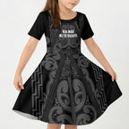 Maori Language Week Personalised Kid Short Sleeve Dress Kia Mau Ki To Ukaipo Grey Color