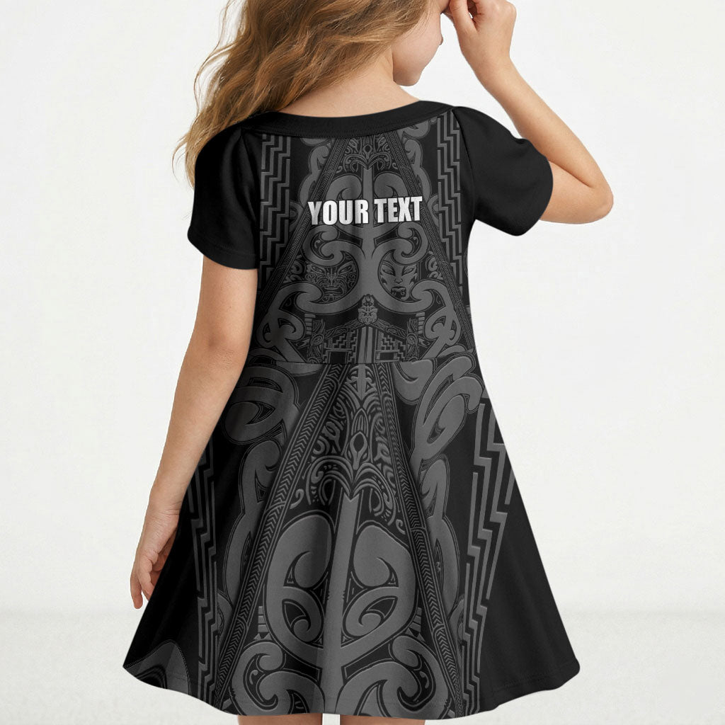 Maori Language Week Personalised Kid Short Sleeve Dress Kia Mau Ki To Ukaipo Grey Color