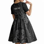 Maori Language Week Personalised Kid Short Sleeve Dress Kia Mau Ki To Ukaipo Grey Color