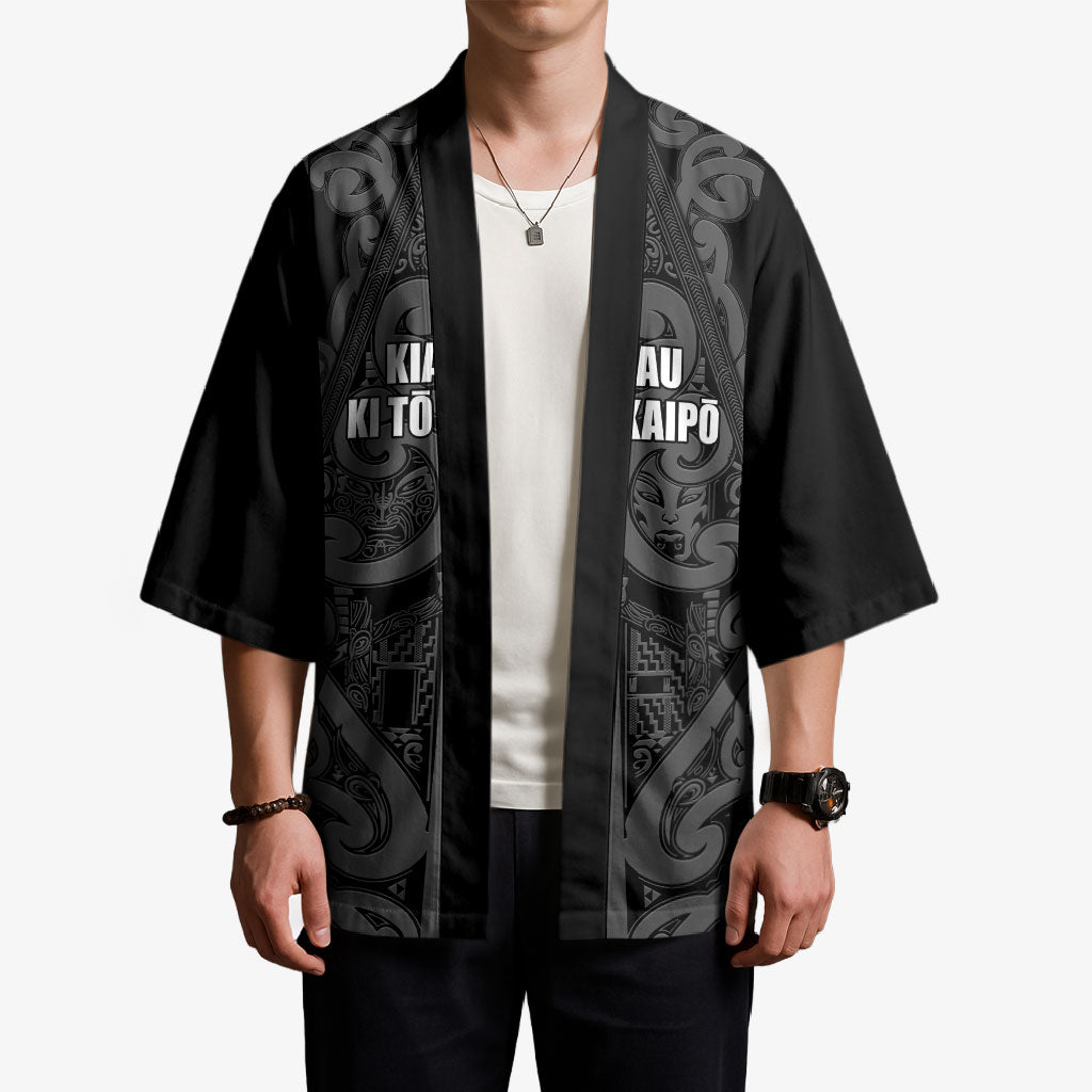 Maori Language Week Personalised Kimono Kia Mau Ki To Ukaipo Grey Color