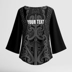 Maori Language Week Personalised Kimono Sleeve Blouse Kia Mau Ki To Ukaipo Grey Color