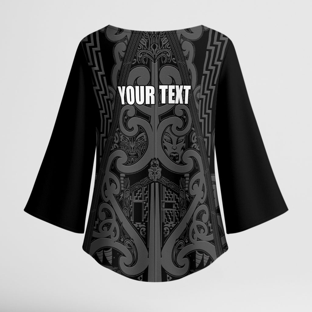 Maori Language Week Personalised Kimono Sleeve Blouse Kia Mau Ki To Ukaipo Grey Color