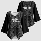 Maori Language Week Personalised Kimono Sleeve Blouse Kia Mau Ki To Ukaipo Grey Color