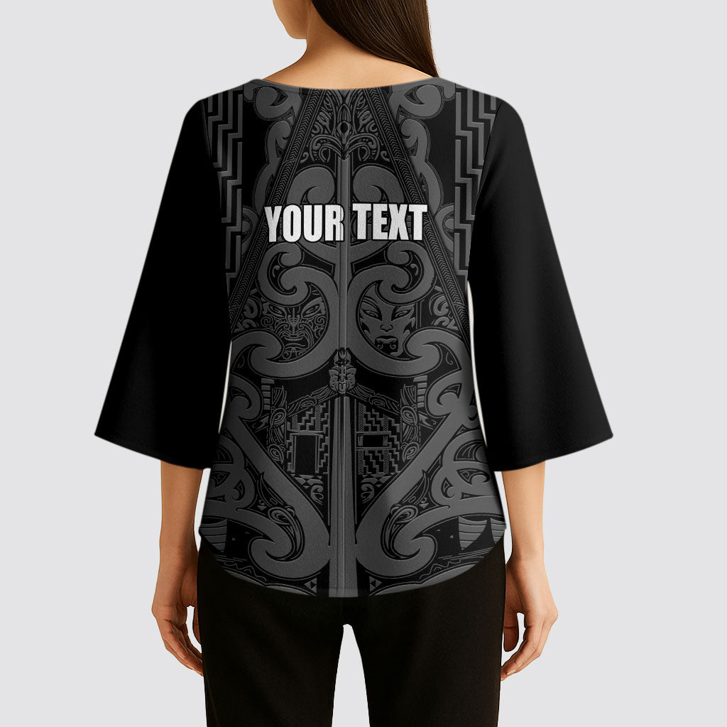 Maori Language Week Personalised Kimono Sleeve Blouse Kia Mau Ki To Ukaipo Grey Color