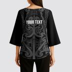 Maori Language Week Personalised Kimono Sleeve Blouse Kia Mau Ki To Ukaipo Grey Color