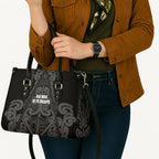 Maori Language Week Leather Bag Kia Mau Ki To Ukaipo Grey Color