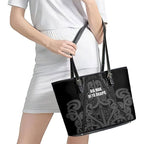 Maori Language Week Leather Tote Bag Kia Mau Ki To Ukaipo Grey Color