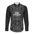Maori Language Week Personalised Long Sleeve Button Shirt Kia Mau Ki To Ukaipo Grey Color