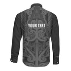Maori Language Week Personalised Long Sleeve Button Shirt Kia Mau Ki To Ukaipo Grey Color
