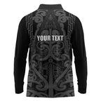 Maori Language Week Personalised Long Sleeve Polo Shirt Kia Mau Ki To Ukaipo Grey Color