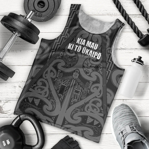 Maori Language Week Personalised Men Tank Top Kia Mau Ki To Ukaipo Grey Color