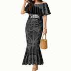 Maori Language Week Personalised Mermaid Dress Kia Mau Ki To Ukaipo Grey Color