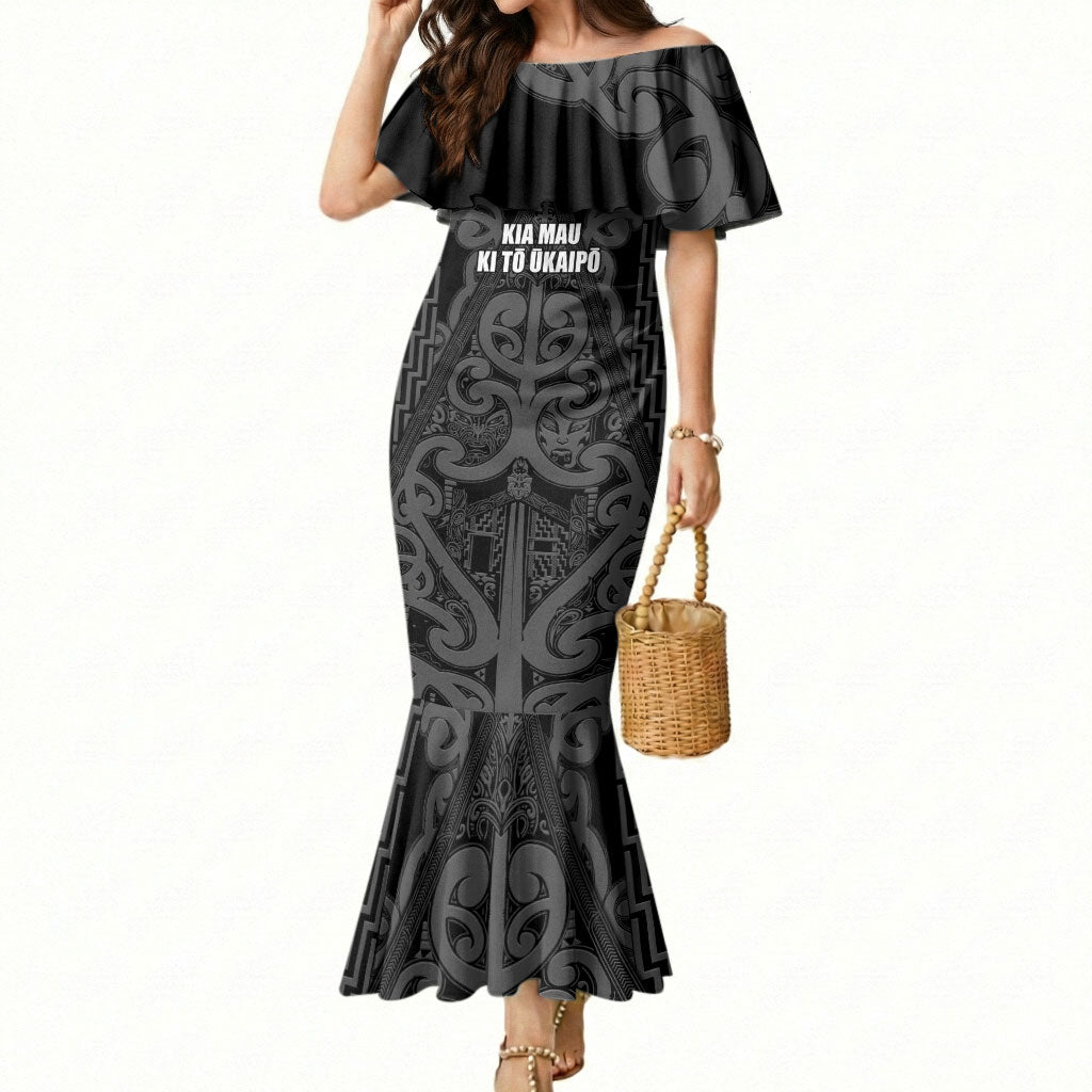 Maori Language Week Personalised Mermaid Dress Kia Mau Ki To Ukaipo Grey Color
