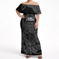 Maori Language Week Personalised Off Shoulder Maxi Dress Kia Mau Ki To Ukaipo Grey Color
