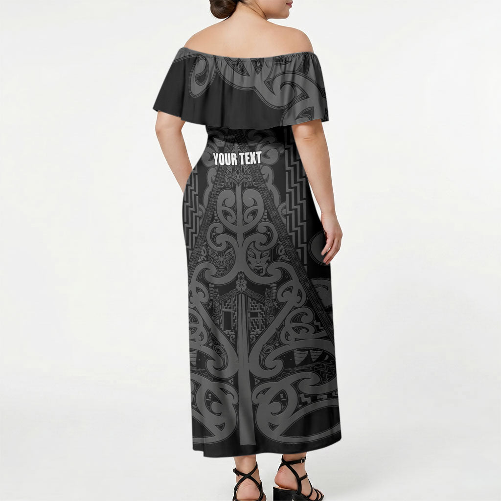 Maori Language Week Personalised Off Shoulder Maxi Dress Kia Mau Ki To Ukaipo Grey Color