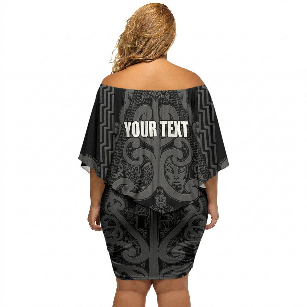 Maori Language Week Personalised Off Shoulder Short Dress Kia Mau Ki To Ukaipo Grey Color