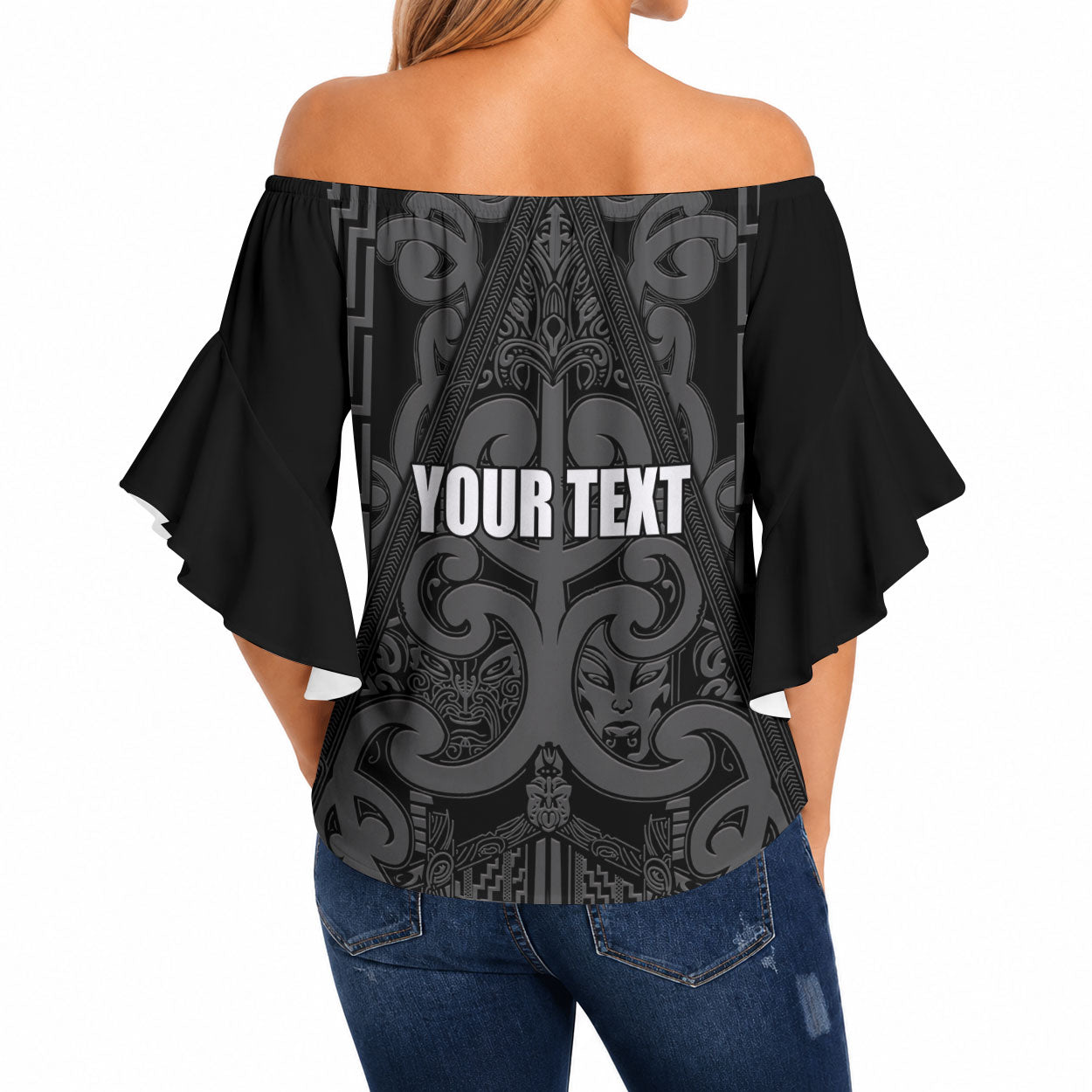 Maori Language Week Personalised Off Shoulder Wrap Waist Top Kia Mau Ki To Ukaipo Grey Color