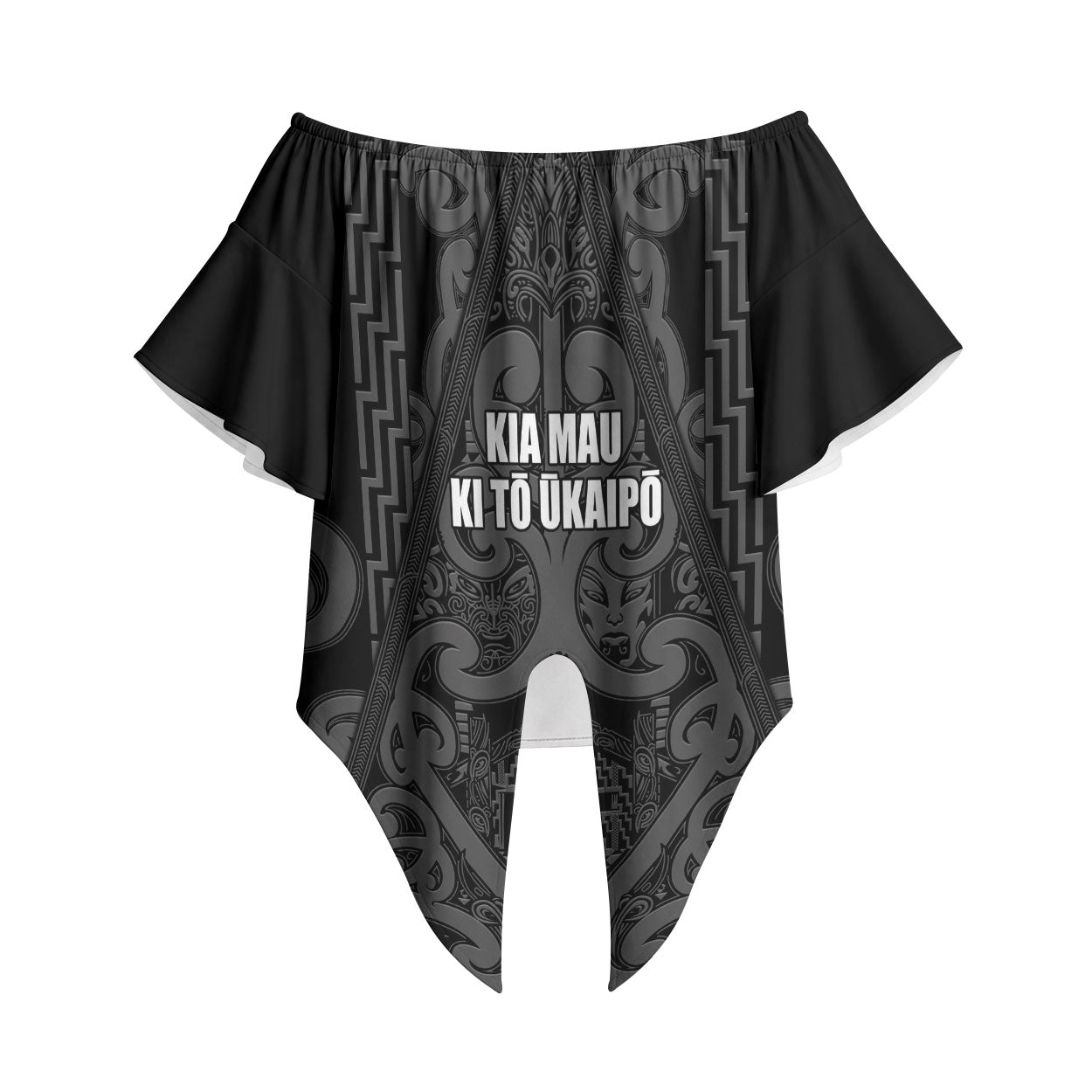 Maori Language Week Personalised Off Shoulder Wrap Waist Top Kia Mau Ki To Ukaipo Grey Color