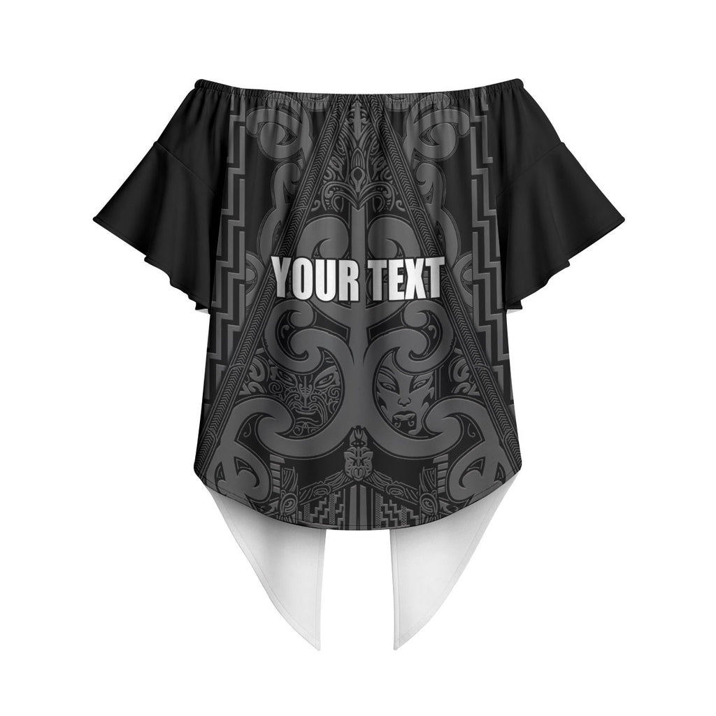 Maori Language Week Personalised Off Shoulder Wrap Waist Top Kia Mau Ki To Ukaipo Grey Color