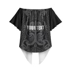 Maori Language Week Personalised Off Shoulder Wrap Waist Top Kia Mau Ki To Ukaipo Grey Color