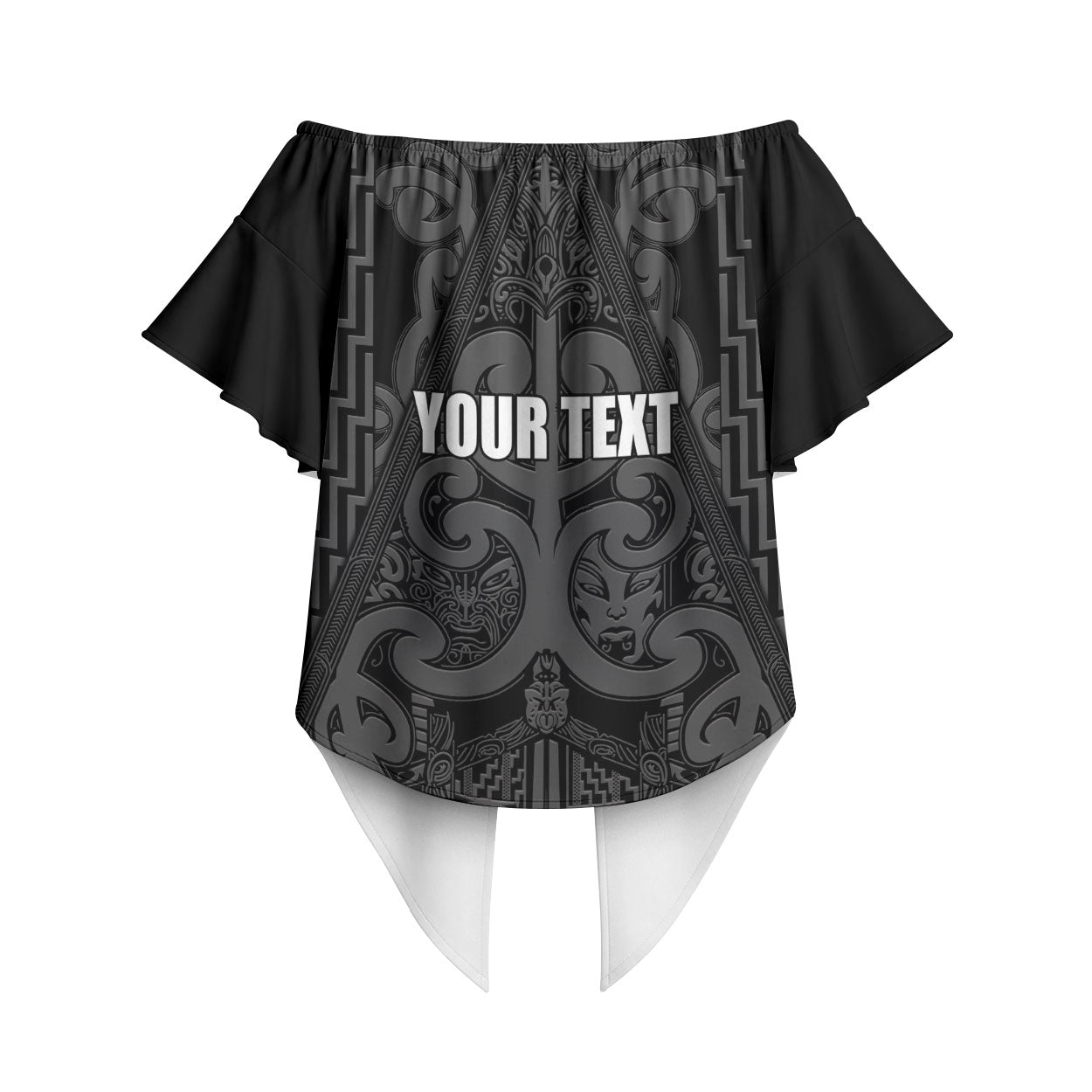 Maori Language Week Personalised Off Shoulder Wrap Waist Top Kia Mau Ki To Ukaipo Grey Color