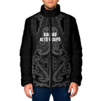 Maori Language Week Personalised Padded Jacket Kia Mau Ki To Ukaipo Grey Color
