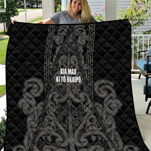Maori Language Week Quilt Kia Mau Ki To Ukaipo Grey Color