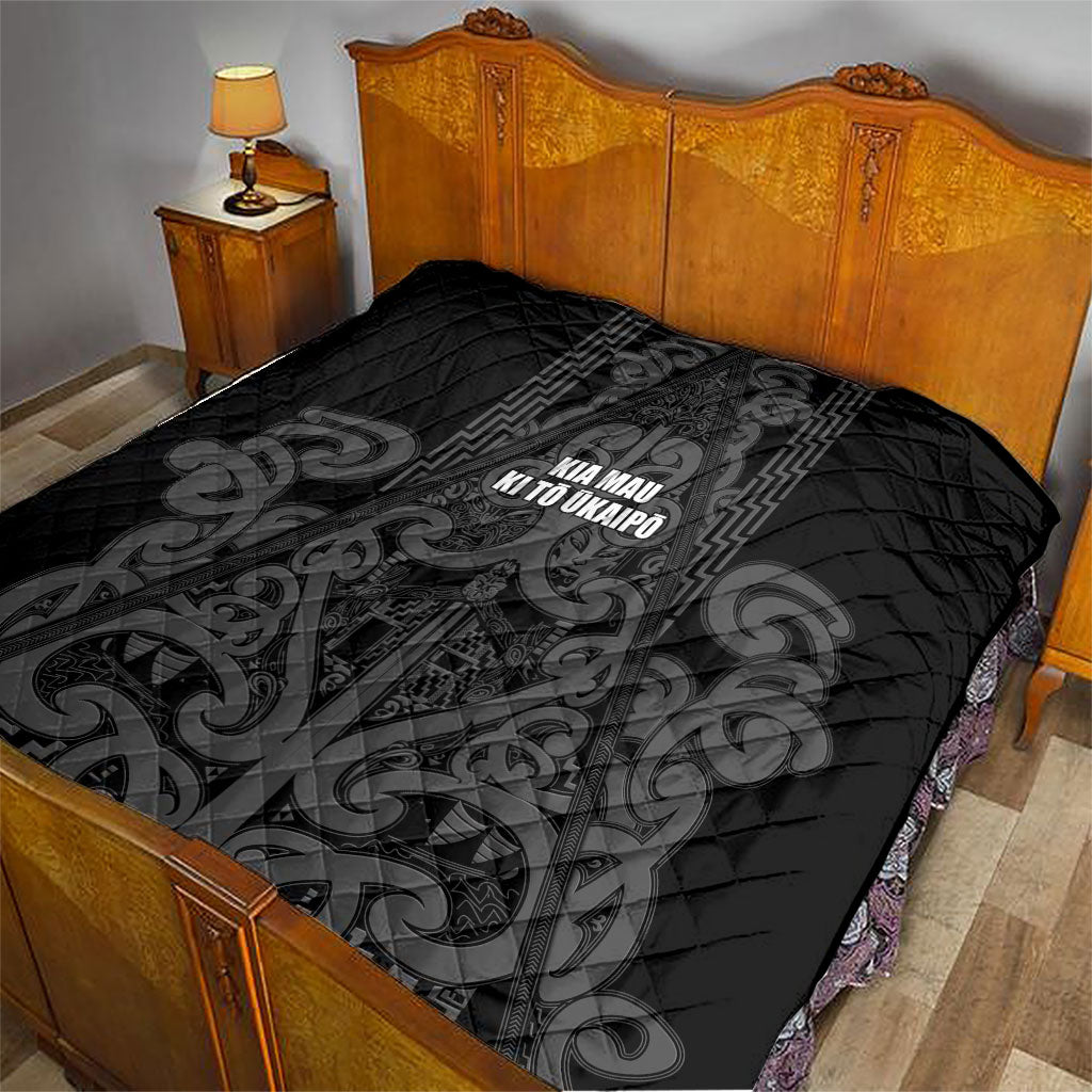 Maori Language Week Quilt Kia Mau Ki To Ukaipo Grey Color