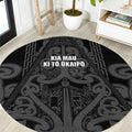 Maori Language Week Round Carpet Kia Mau Ki To Ukaipo Grey Color