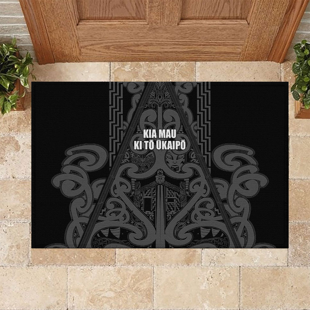 Maori Language Week Rubber Doormat Kia Mau Ki To Ukaipo Grey Color