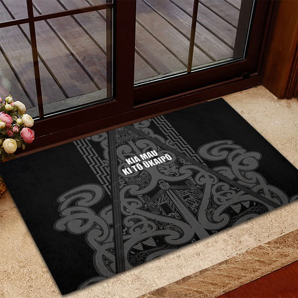 Maori Language Week Rubber Doormat Kia Mau Ki To Ukaipo Grey Color