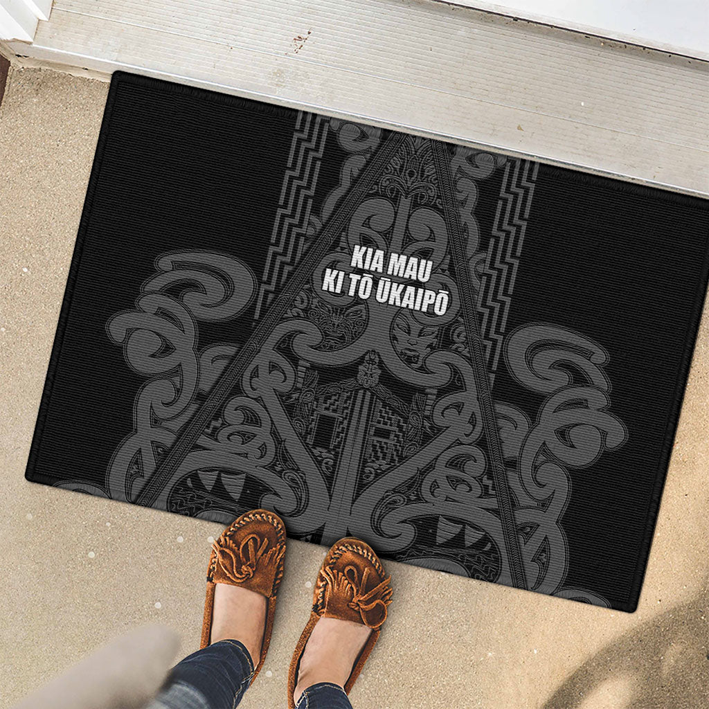 Maori Language Week Rubber Doormat Kia Mau Ki To Ukaipo Grey Color