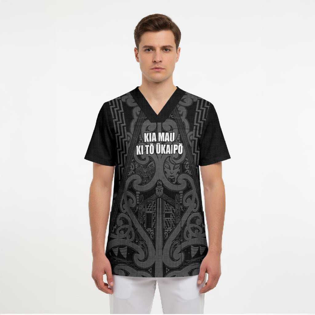 Maori Language Week Personalised Scrub Top Kia Mau Ki To Ukaipo Grey Color