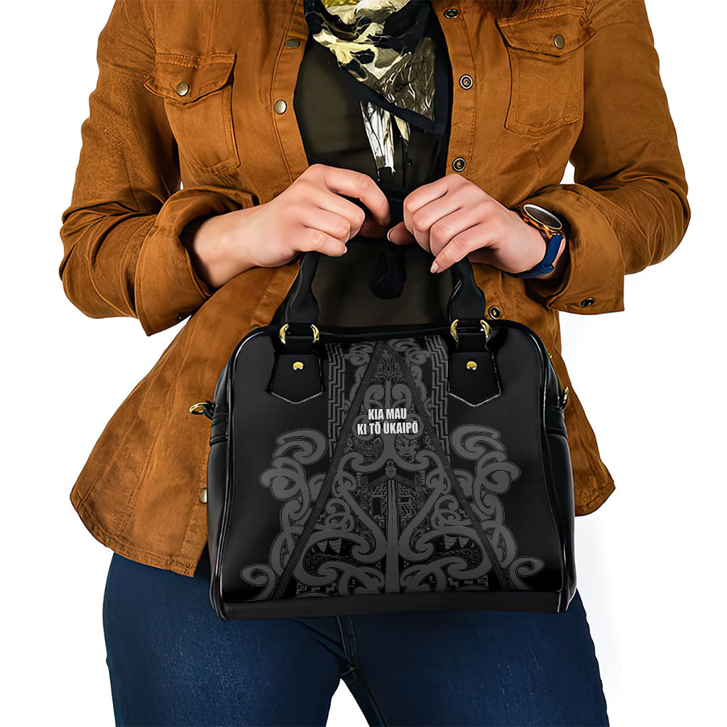 Maori Language Week Shoulder Handbag Kia Mau Ki To Ukaipo Grey Color