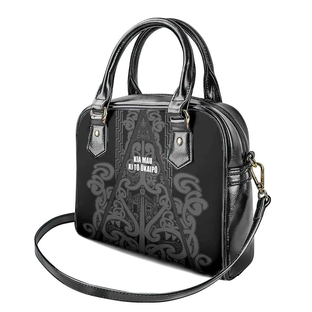 Maori Language Week Shoulder Handbag Kia Mau Ki To Ukaipo Grey Color
