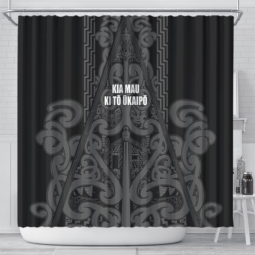 Maori Language Week Shower Curtain Kia Mau Ki To Ukaipo Grey Color