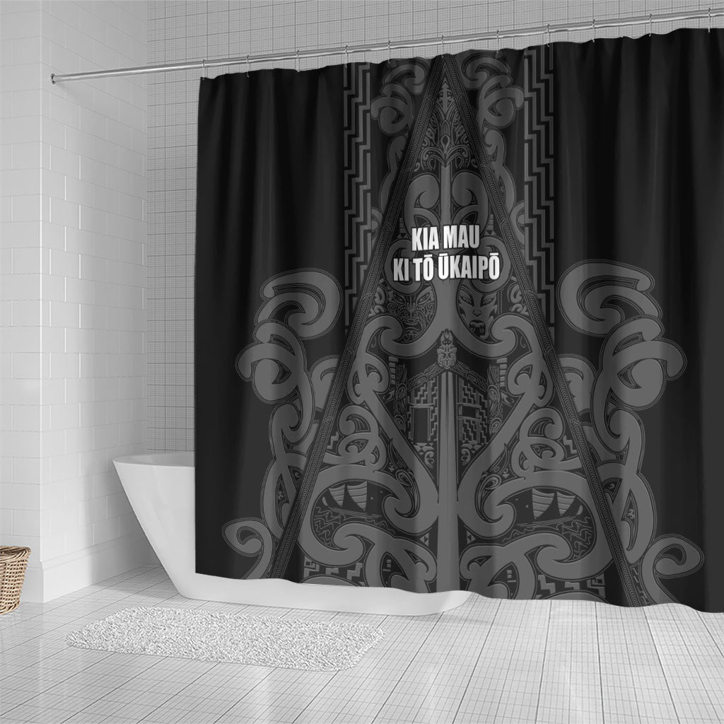 Maori Language Week Shower Curtain Kia Mau Ki To Ukaipo Grey Color