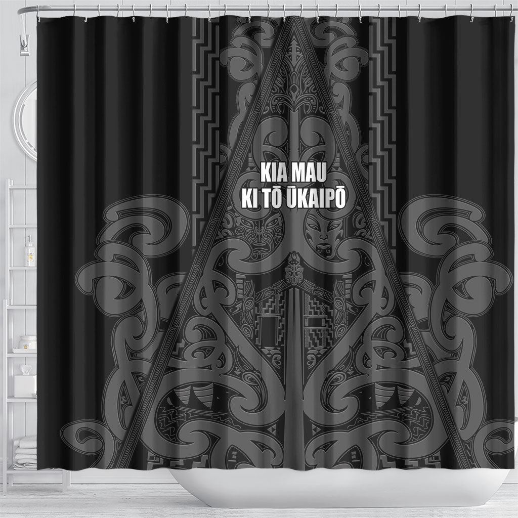 Maori Language Week Shower Curtain Kia Mau Ki To Ukaipo Grey Color