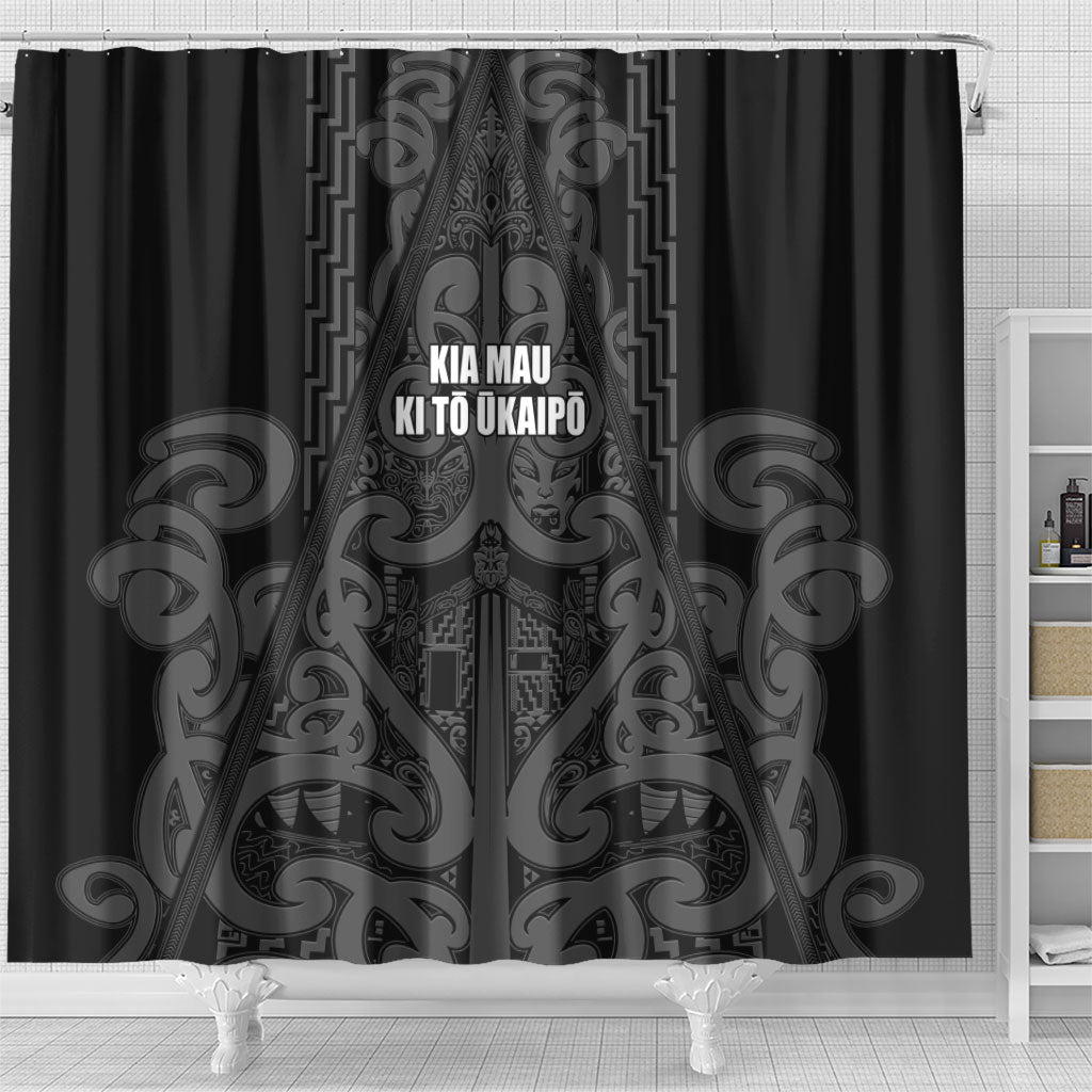 Maori Language Week Shower Curtain Kia Mau Ki To Ukaipo Grey Color
