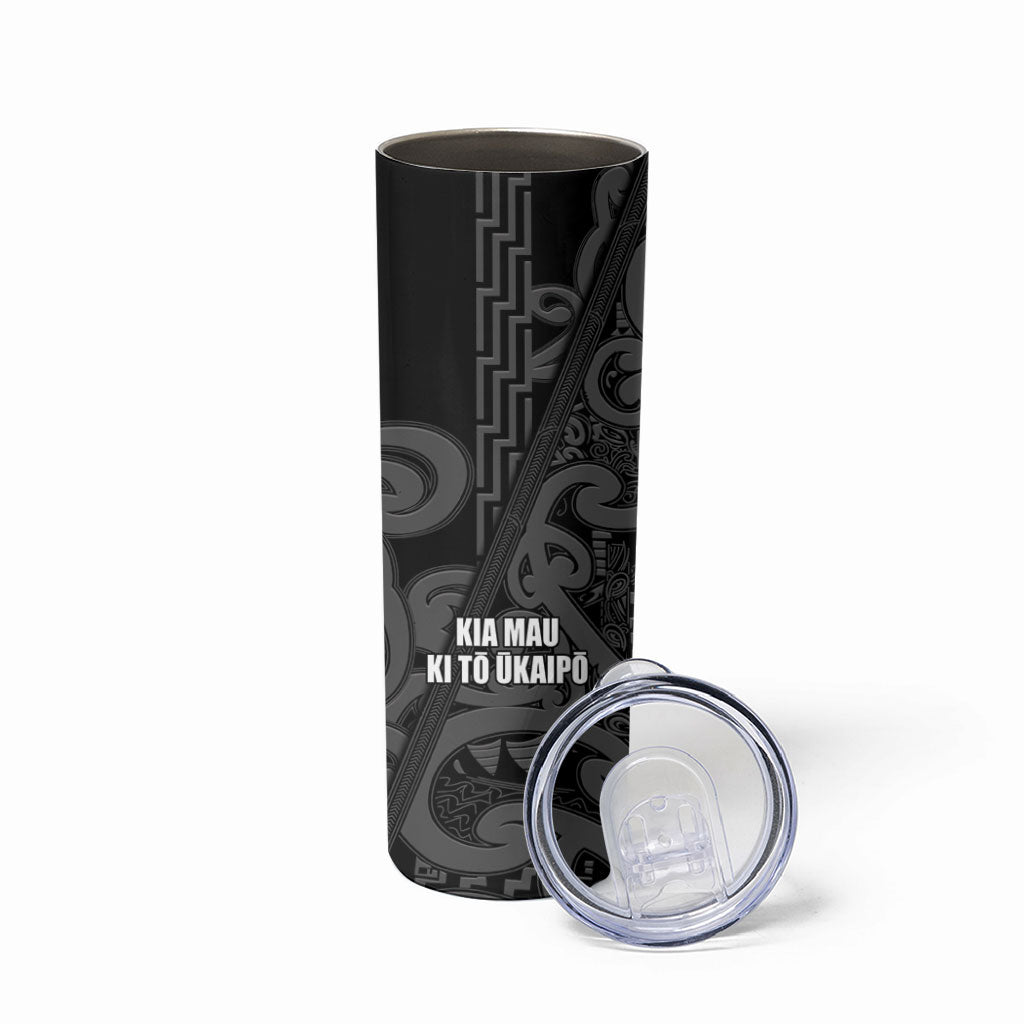 Maori Language Week Personalised Skinny Tumbler Kia Mau Ki To Ukaipo Grey Color