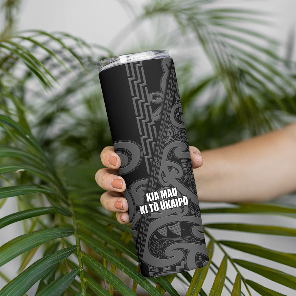 Maori Language Week Personalised Skinny Tumbler Kia Mau Ki To Ukaipo Grey Color