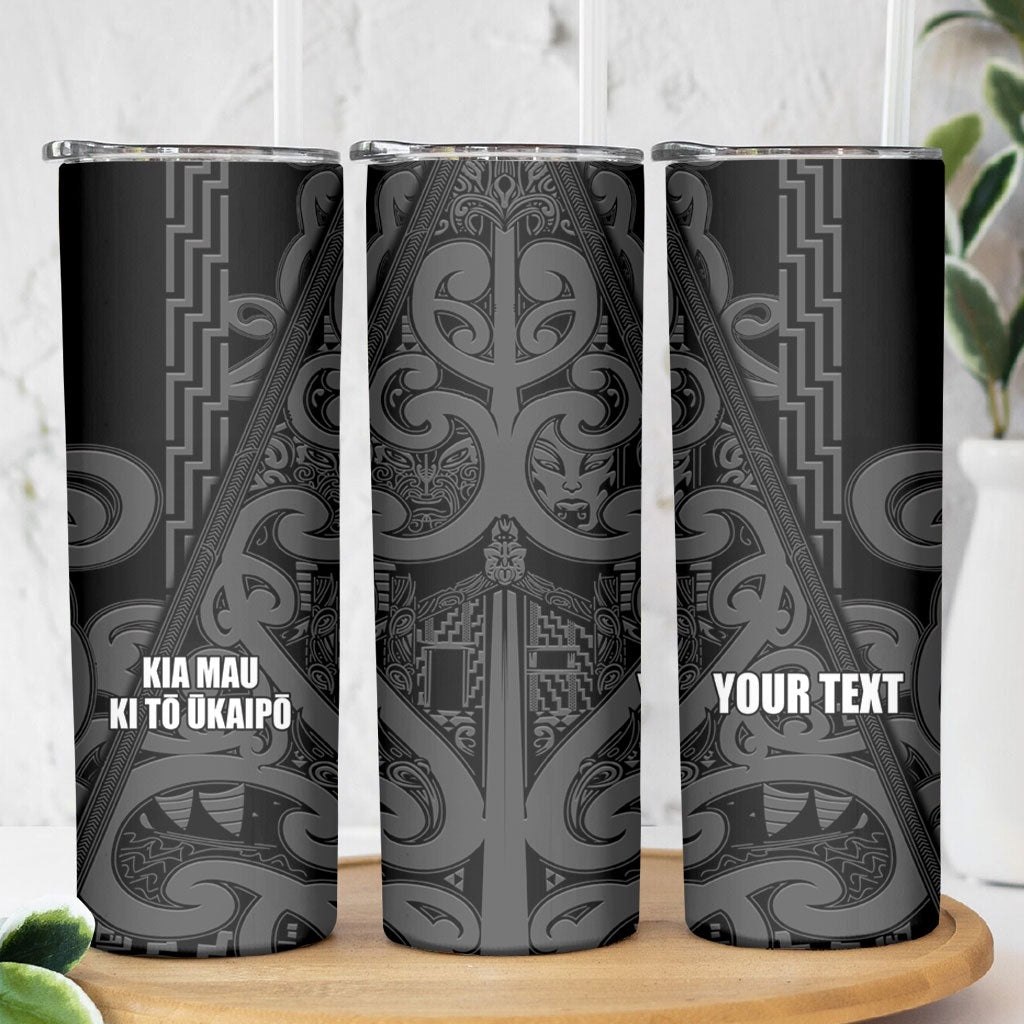 Maori Language Week Personalised Skinny Tumbler Kia Mau Ki To Ukaipo Grey Color
