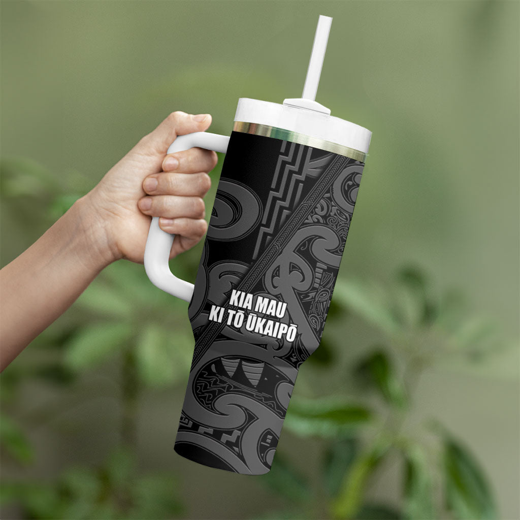 Maori Language Week Personalised Tumbler With Handle Kia Mau Ki To Ukaipo Grey Color