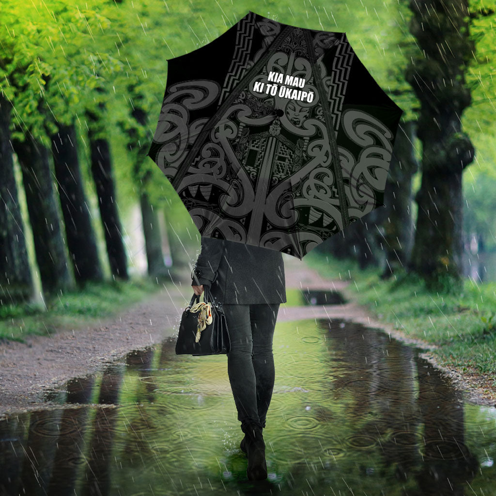 Maori Language Week Umbrella Kia Mau Ki To Ukaipo Grey Color