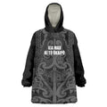 Maori Language Week Personalised Wearable Blanket Hoodie Kia Mau Ki To Ukaipo Grey Color
