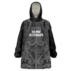 Maori Language Week Personalised Wearable Blanket Hoodie Kia Mau Ki To Ukaipo Grey Color