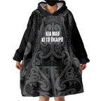 Maori Language Week Personalised Wearable Blanket Hoodie Kia Mau Ki To Ukaipo Grey Color
